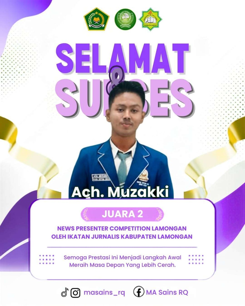 Ach. Muzakki Raih Juara 2 News Presenter Competition